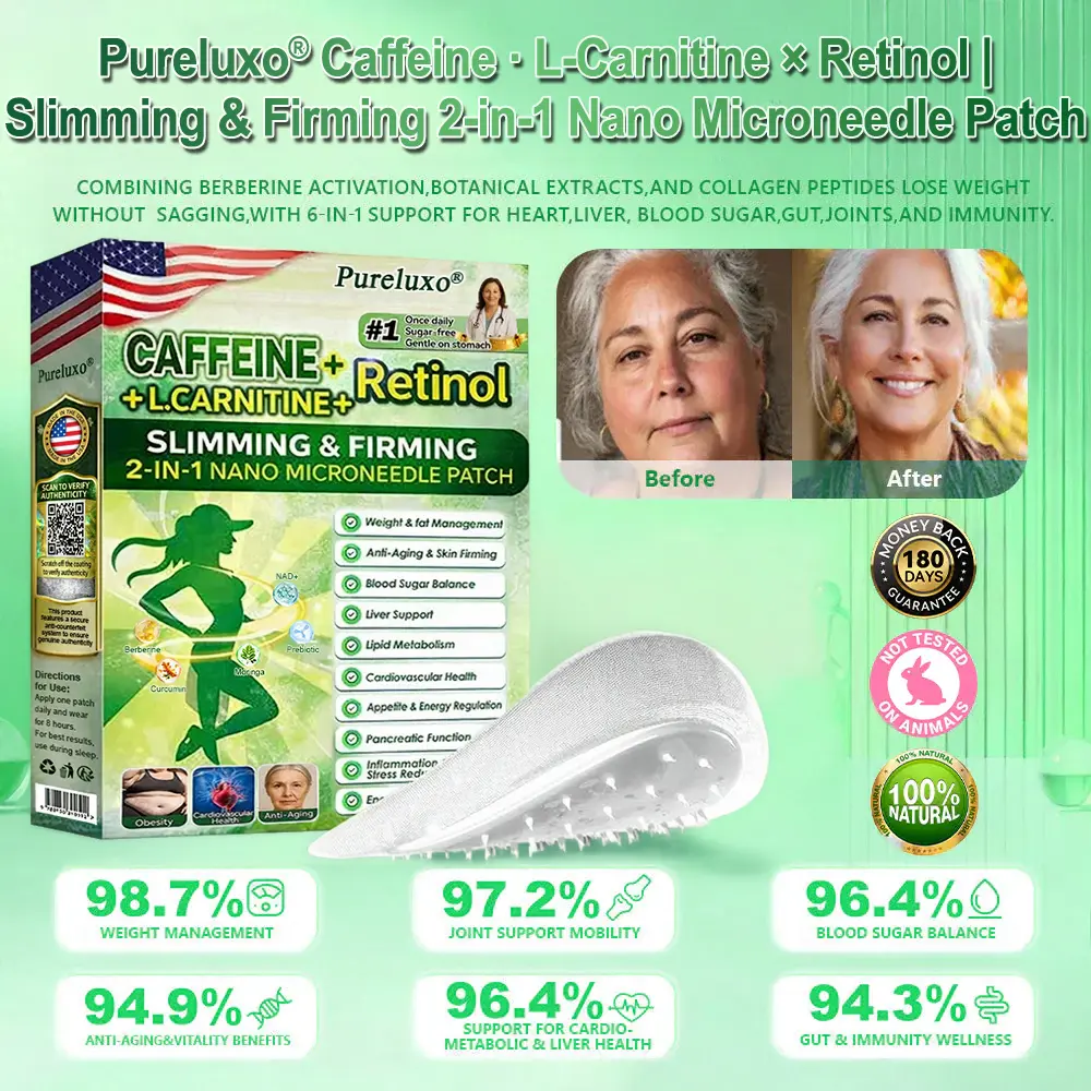 𝙋𝙪𝙧𝙚𝙡𝙪𝙭𝙤® Caffeine · L-Carnitine × Retinol | Slimming & Firming 2-in-1 Nano Microneedle Patch
