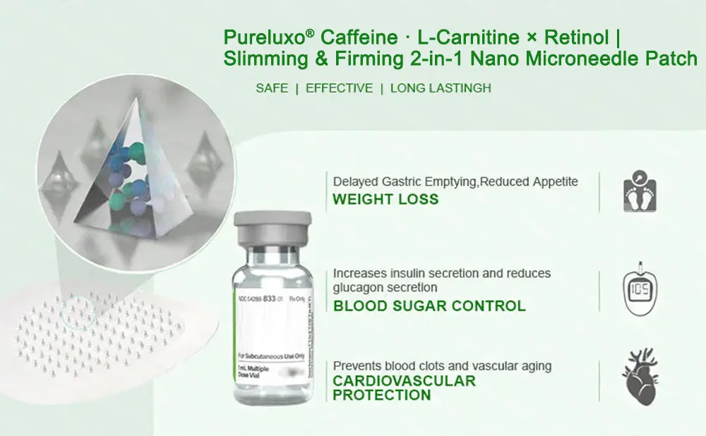 𝙋𝙪𝙧𝙚𝙡𝙪𝙭𝙤® Caffeine · L-Carnitine × Retinol | Slimming & Firming 2-in-1 Nano Microneedle Patch