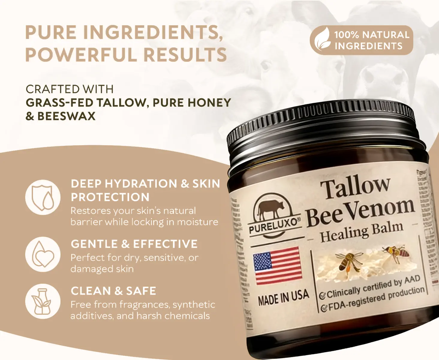 Pureluxo® Tallow Bee Venom Healing Balm